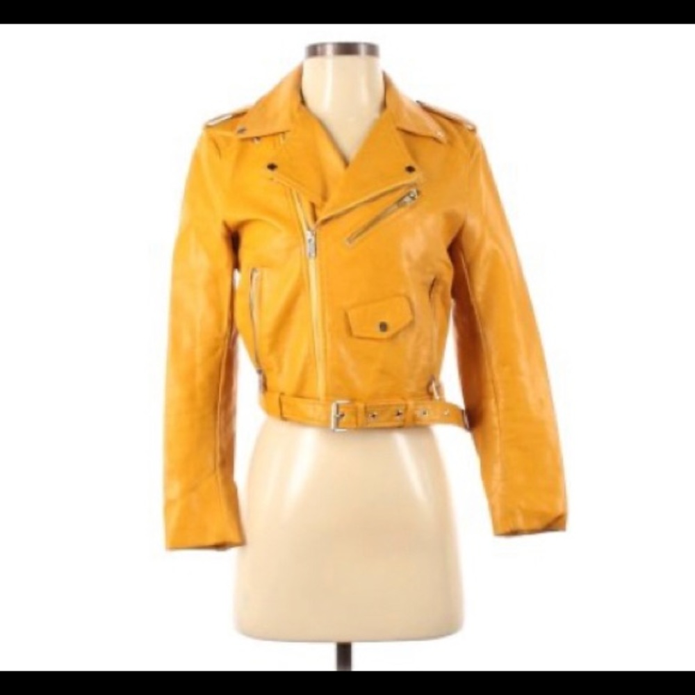 Zara Yellow Leather Jacket